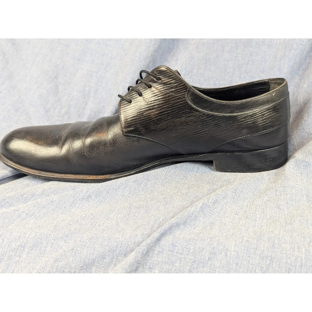 Louis Vuitton Mens Black Leather Epi Derby Shoes Made in Italy Size 9.5